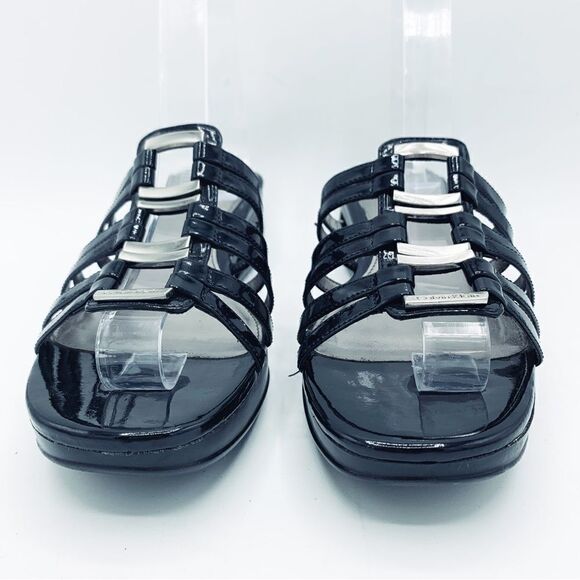 Calvin Klein Women’s Black Patent Leather Cut Out Window Wedge Size 8 - Picture 4 of 16